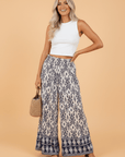 Boho Smocked High Waist Wide Leg Pants