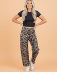 Zebra Stripe Denim Wide Barrel Leg Jeans