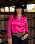 PINK PISTOL SATIN MESH PERFORMANCE RODEO SHIRT