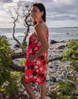 Floral Orchid Pareu Sundress With Pockets And Adjustable Straps
