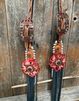 Light Oil Whipstitch Black and Red One Ear & Breastcollar Tack Set