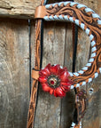 Light Oil Whipstitch Black and Red One Ear & Breastcollar Tack Set