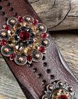 Ruby, Jet and Champagne Leather Bracelet LB104