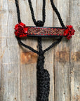 Black Mule Tape Halter - Red Rose