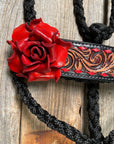 Black Mule Tape Halter - Red Rose