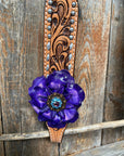 Light Oil Silver Dot Purple and Aqua One Ear & Breastcollar Tack Set