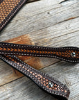 Foxtail Tooled Two Tone Browband / One Ear Breastcollar Tack Sets