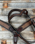 Foxtail Tooled Two Tone Browband / One Ear Breastcollar Tack Sets