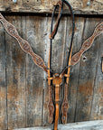 Light Oil Floral and Teal Dot Browband / One Ear Headstall and Breastcollar Tack Sets