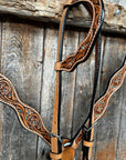 Light Oil Floral and Teal Dot Browband / One Ear Headstall and Breastcollar Tack Sets