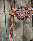 Whipstitch Coral and Clear One Ear/ Breastcollar Tack Set