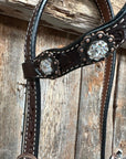 Dark Oil Floral Clear One Ear/ Breastcollar Tack Set