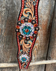 Rust Triangle Fire Opal and Teal One Ear/ Breastcollar Tack Set