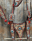 Rust Triangle Fire Opal and Teal One Ear/ Breastcollar Tack Set