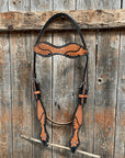 Basketweave - Leaf Scalloped Two Tone Browband Headstall/Bridle