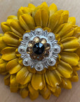 Yellow Daisy Leather Flowers - 1" Crystal Conchos - Options