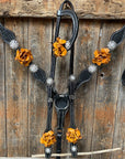 Black Basketweave Yellow and Clear Browband / One Ear Tack Set