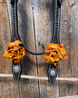 Black Basketweave Yellow and Clear Browband / One Ear Tack Set