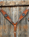 Light Oil Floral Tooled Feather and Flower Breastcollar
