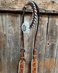 Light Oil Whipstitch White Daisy One Ear/ Breastcollar Tack Set