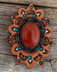 Leather Rosette Starburst - Rust Cabochon Western Concho R110CABRU