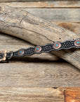 DC22 -Black Oval Turquoise Dog Collar 12" to 28" W179S