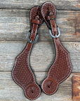 Medium Oil Basketweave Tooled Spur Straps