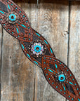 Dark Oil Hand Painted Antique Silver Turquoise One Ear and Breastcollar Tack Set
