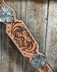 Silver Buckstitch and Flower One Ear / Breastcollar Tack Set