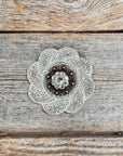 White Flower Rhinestone Rosette - Assorted Conchos