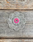 White Flower Rhinestone Rosette - Assorted Conchos