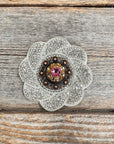 White Flower Rhinestone Rosette - Assorted Conchos
