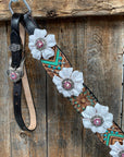 Two Tone Floral Pink and White Browband/ Breastcollar Tack Set