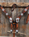 Two Tone Leaf Jet and Clear One Ear & Breastcollar Tack Set