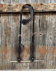 Dark Oil Honeycomb Tooled with Copper Dots One Ear Headstall / Bridle