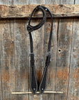 Dark Oil Basketweave with Silver Dots One Ear Headstall / Bridle
