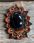 Leather Rosette Starburst - Lapis Cabochon Western Concho R110CABLA