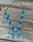Chunky Turquoise Squash Blossom and Horseshoe Fashion Necklace WA214