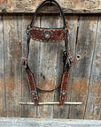 Copper Dot and Buckstitch Jet, Champagne and Topaz Browband Tack Set