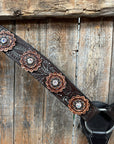 Hand Painted Paisley - Copper AB Rosette One Ear/ Breastcollar Tack Set