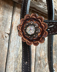 Hand Painted Paisley - Copper AB Rosette One Ear/ Breastcollar Tack Set