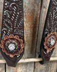 Hand Painted Paisley - Copper AB Rosette One Ear/ Breastcollar Tack Set