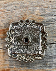 Antique Silver Square Concho with Gold Horse 1" W186S