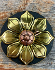 Black & Gold Sunflower Concho 1.5" W125L