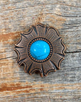 Copper Turquoise Round Concho 1.5" W128L