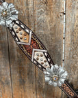 Cowhide Champagne and Silver One Ear/ Breastcollar Tack Set