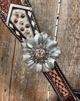 Cowhide Champagne and Silver One Ear/ Breastcollar Tack Set