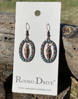Feather and Turquoise Dangling Copper Fashion Earrings WA175