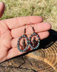Feather and Turquoise Dangling Copper Fashion Earrings WA175