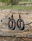 Feather and Turquoise Dangling Copper Fashion Earrings WA175
